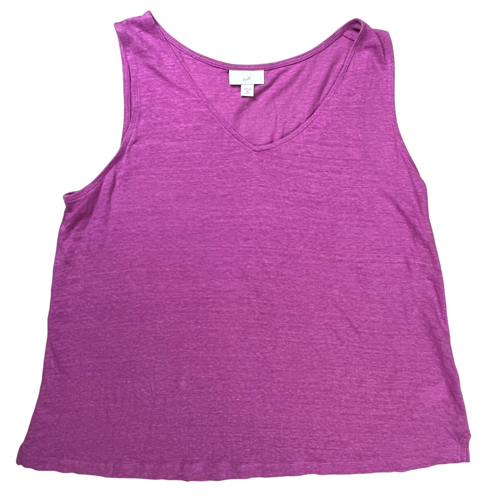 J. Jill Tank Top Women Medium Petite Purple 100% Linen V-Neck‎ Relaxed Fit